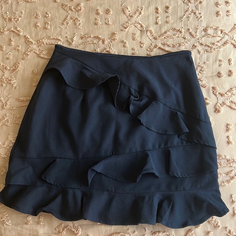 Ruffled navy skirt
